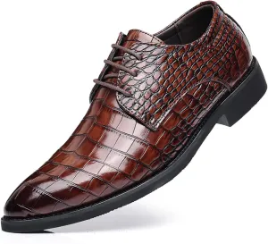 Men's Leather Classic Lace-up Dress Shoes,Retro Casual Formal Business Derby Shoes,Brogue Oxford Shoes for Men