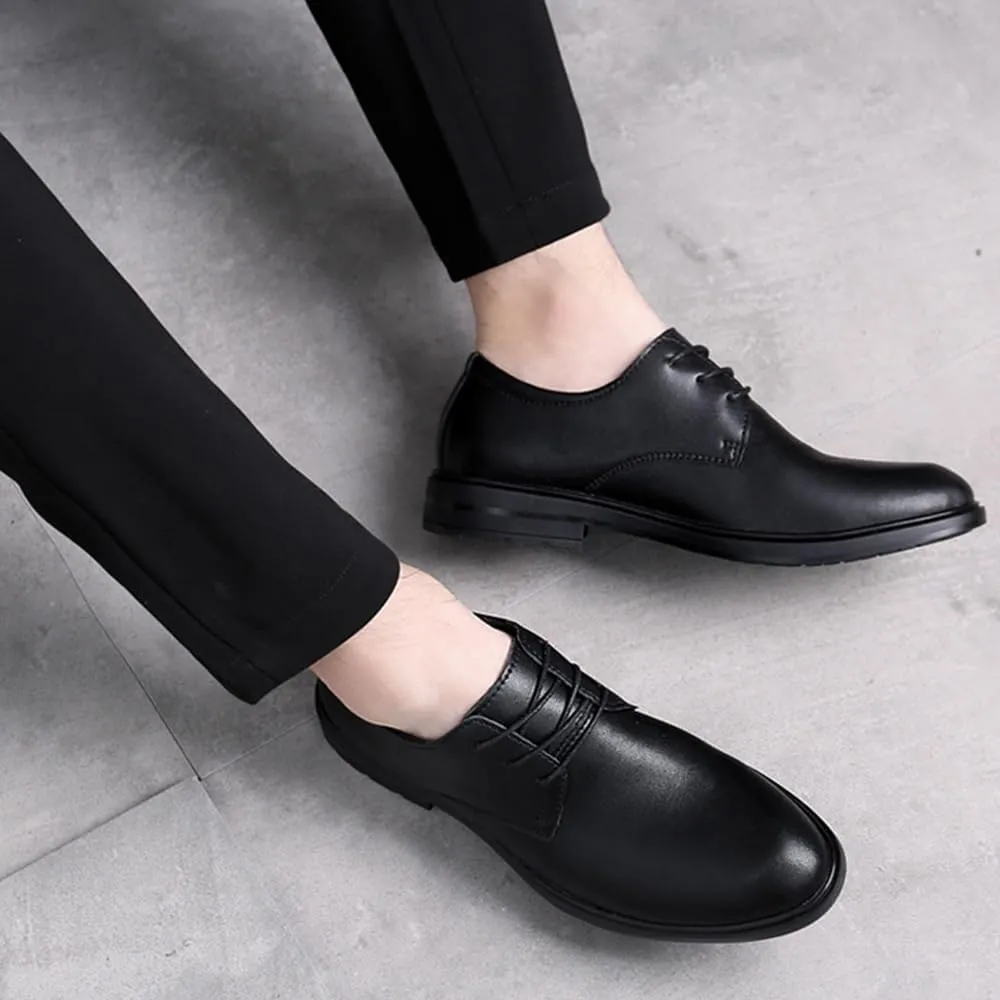 Men’s Leather Dress Shoes, Oxford Business Casual Derby Pointed Toe Lace-Up Formal Shoes for Wedding Office Work Tuxedo Outfit for Men