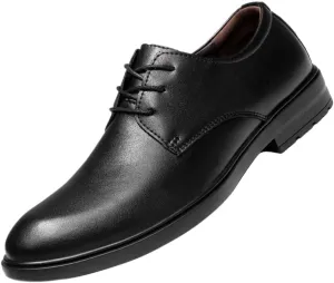 Men’s Leather Dress Shoes, Oxford Business Casual Derby Pointed Toe Lace-Up Formal Shoes for Wedding Office Work Tuxedo Outfit for Men