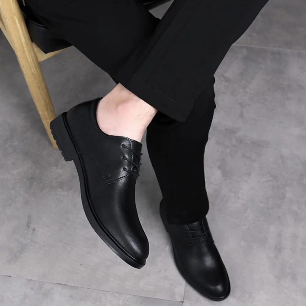 Men’s Leather Dress Shoes, Oxford Business Casual Derby Pointed Toe Lace-Up Formal Shoes for Wedding Office Work Tuxedo Outfit for Men
