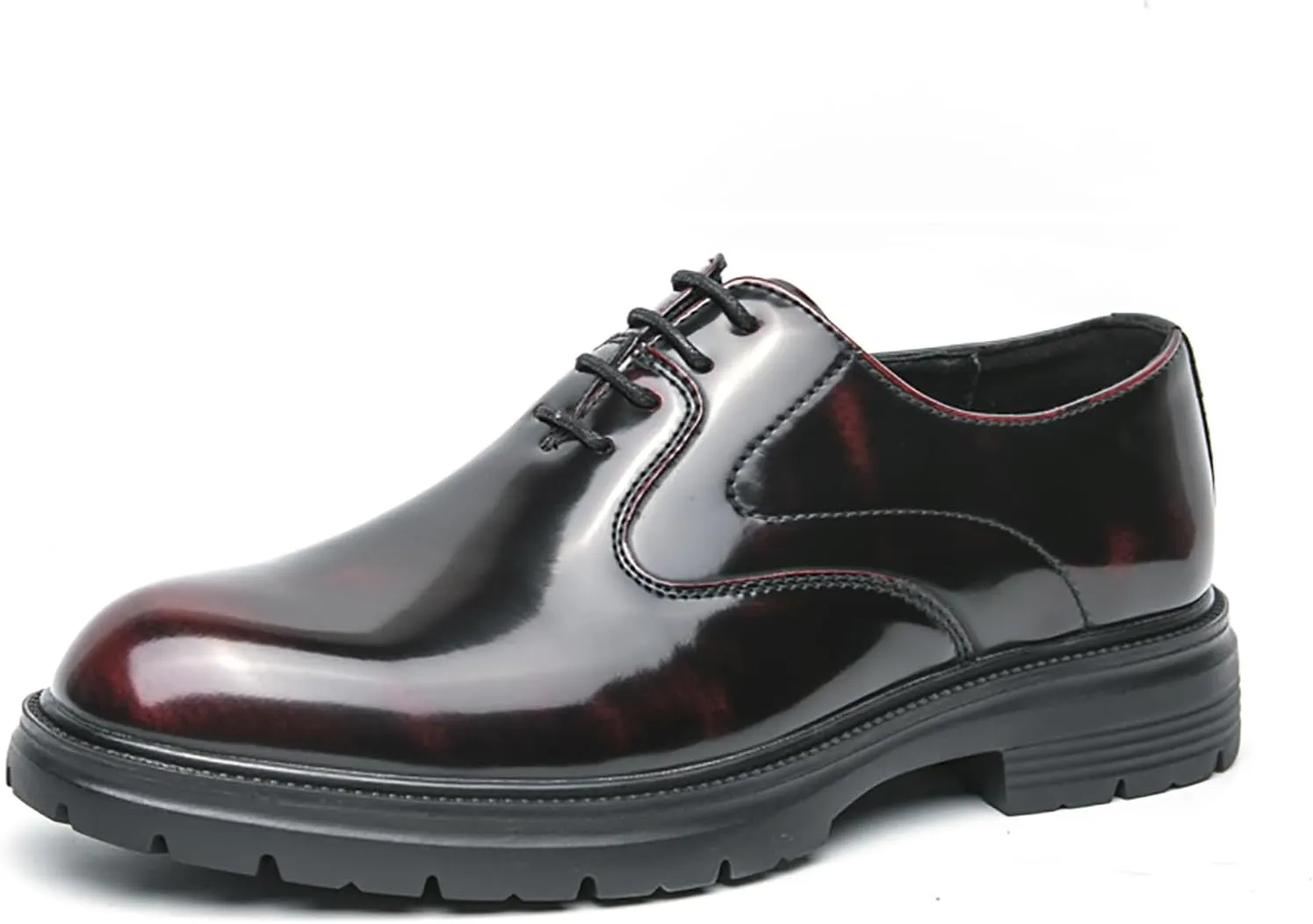 Men's Leather Lace Up Platform Oxfords Business Comfortable Chunky Heel Soft Bottom Dress Shoes Casual Work Office Formal Derby Shoes
