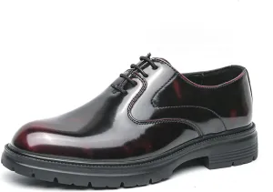 Men's Leather Lace Up Platform Oxfords Business Comfortable Chunky Heel Soft Bottom Dress Shoes Casual Work Office Formal Derby Shoes
