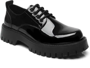 Men's Leather Lace Up Platform Oxfords Round Toe Chunky Heel Lug Sole Heightening Soft Bottom Derby Casual Shoes Classic Work Office Business Dress Shoes