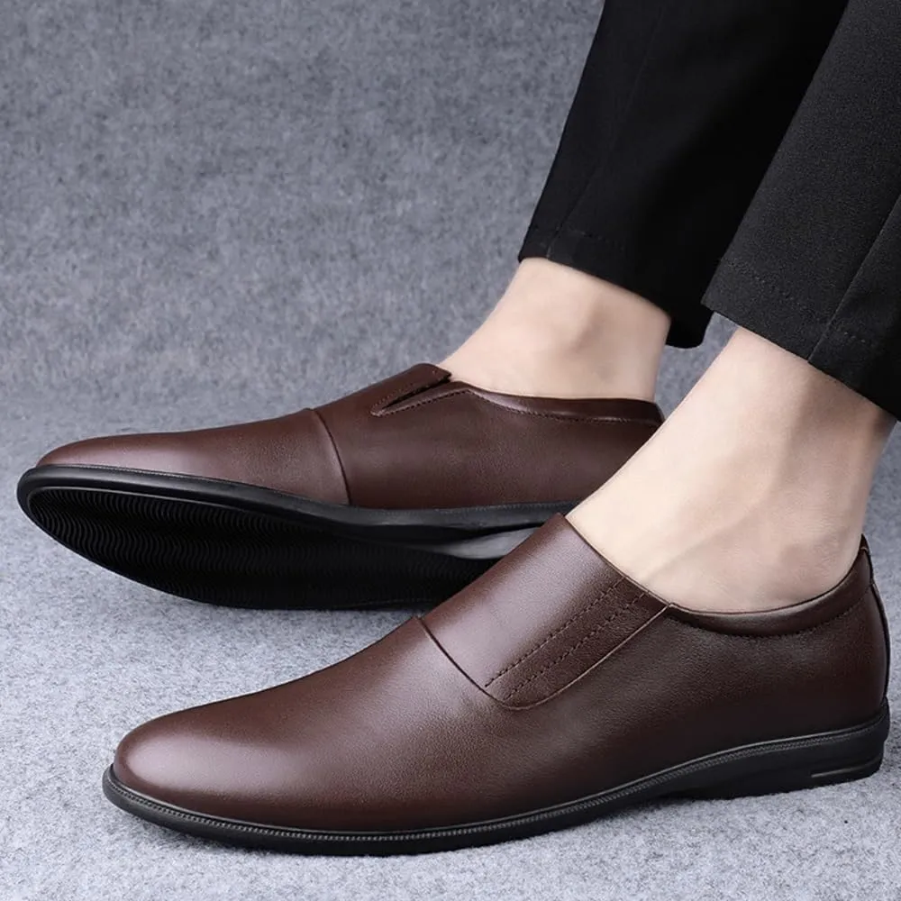 Mens Leather Shoes Breathable Luxury Non Slip Casual Business Work Formal Vintage High Gloss Dress Shoes