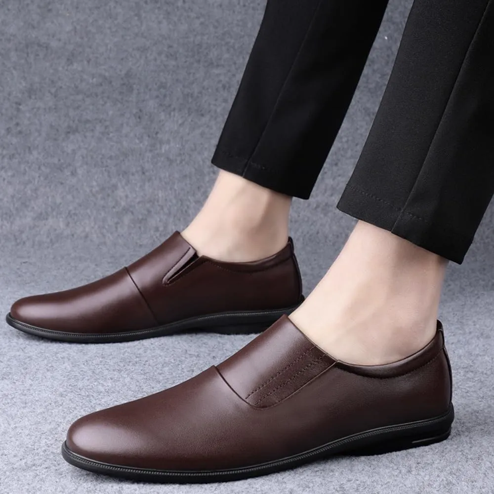 Mens Leather Shoes Breathable Luxury Non Slip Casual Business Work Formal Vintage High Gloss Dress Shoes
