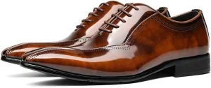 Mens Oxfords Dress Formal Shoes - Genunie Leather Pointed Toe Fashion Tuxedo Business Casual Derby - Modern Prom Wedding Suit Shoes