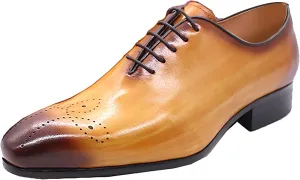 Mens Oxfords Formal Dress Genuine Leather Handmade Derby Casual Brogues Oxfords Tuxedo Fashion Walking Shoes for Men
