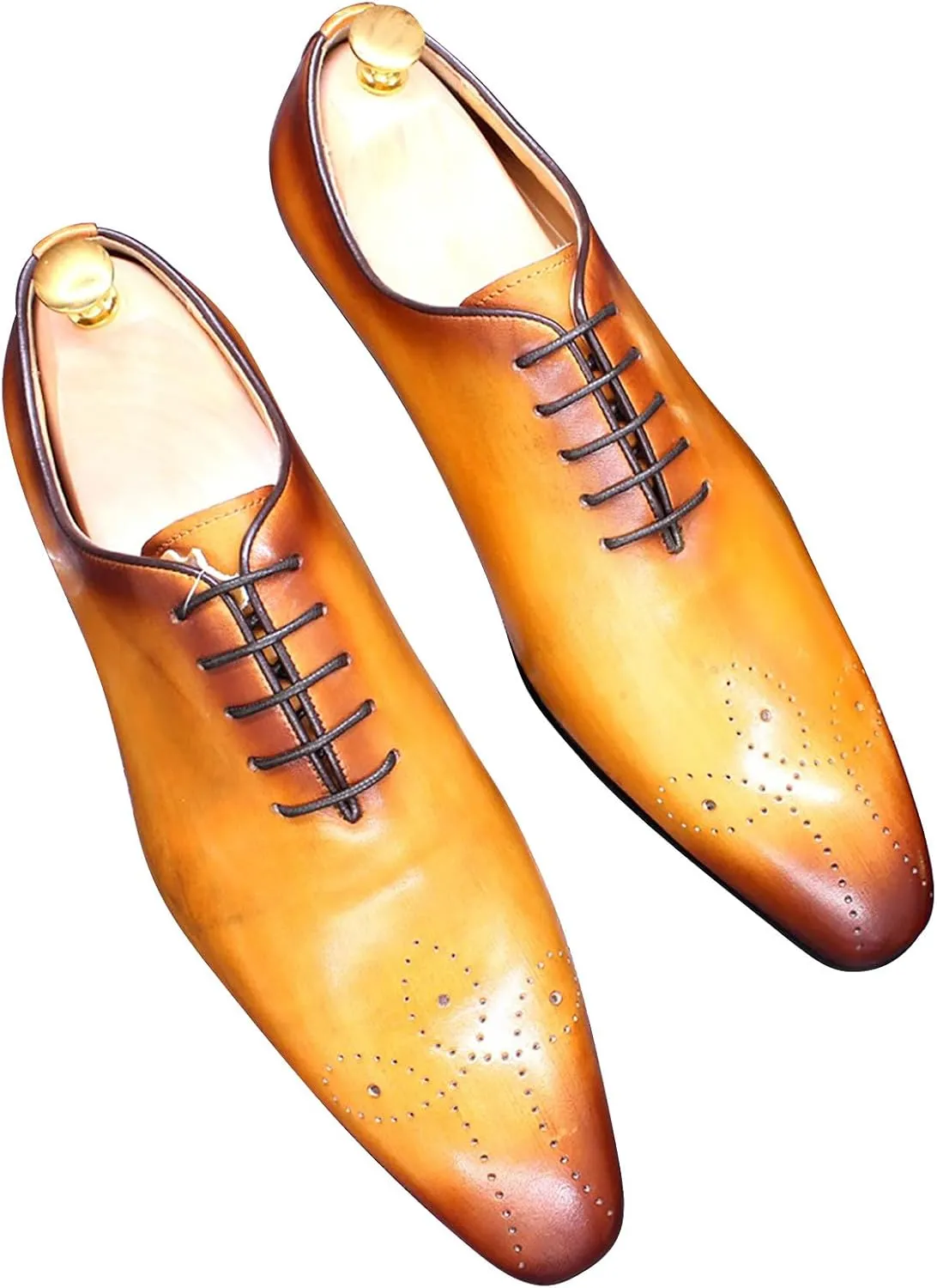 Mens Oxfords Formal Dress Genuine Leather Handmade Derby Casual Brogues Oxfords Tuxedo Fashion Walking Shoes for Men