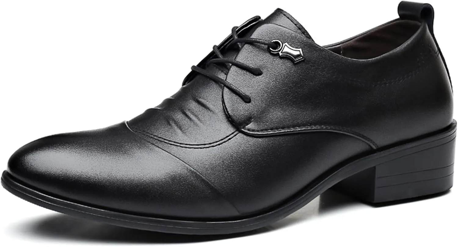 Mens Oxfords Leather Dress Shoes Slip On Pointed Toe Derbys Classic Lace-up Formal Tuxedo Derby Shoes Comfort Hand Stitched Business Formal Derby Shoes