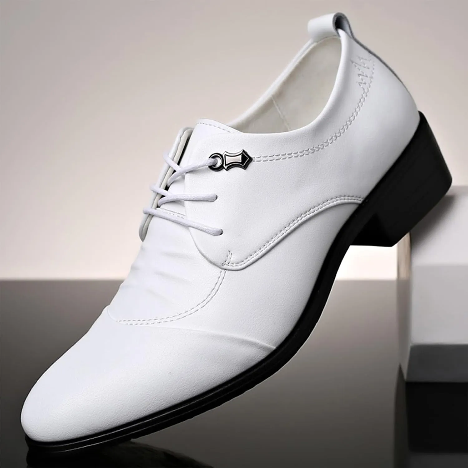 Mens Oxfords Leather Dress Shoes Slip On Pointed Toe Derbys Classic Lace-up Formal Tuxedo Derby Shoes Comfort Hand Stitched Business Formal Derby Shoes