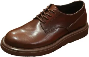 Men's Shiny British Soft Sole Business Office Derby Shoes Casual Breathable Versatile Leather Inner Suitable for Commuting
