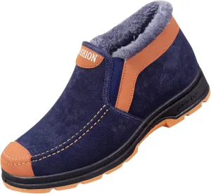 Men's Suede Ankle Boots Classic Slip On Furry Boots Fleece Lined Warm Winter Non Slip Cold Proof Lined Shoes Men