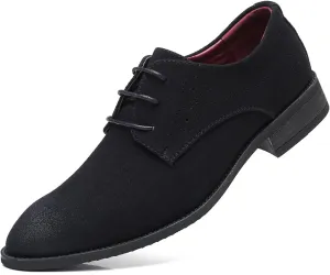 Men's Suede Lace Up Dress Oxford Shoes Classic Wingtip Rub Color Business Casual Brogues Shoes Fashionable Round Toe Formal Work Shoes