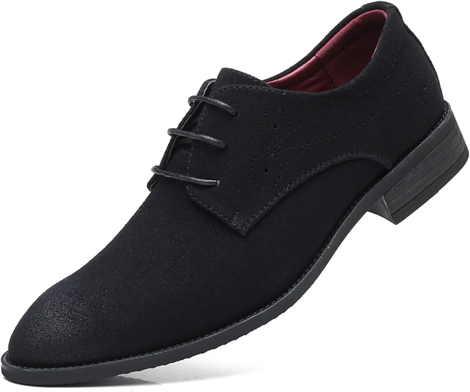 Men's Suede Lace Up Dress Oxford Shoes Classic Wingtip Rub Color Business Casual Brogues Shoes Fashionable Round Toe Formal Work Shoes