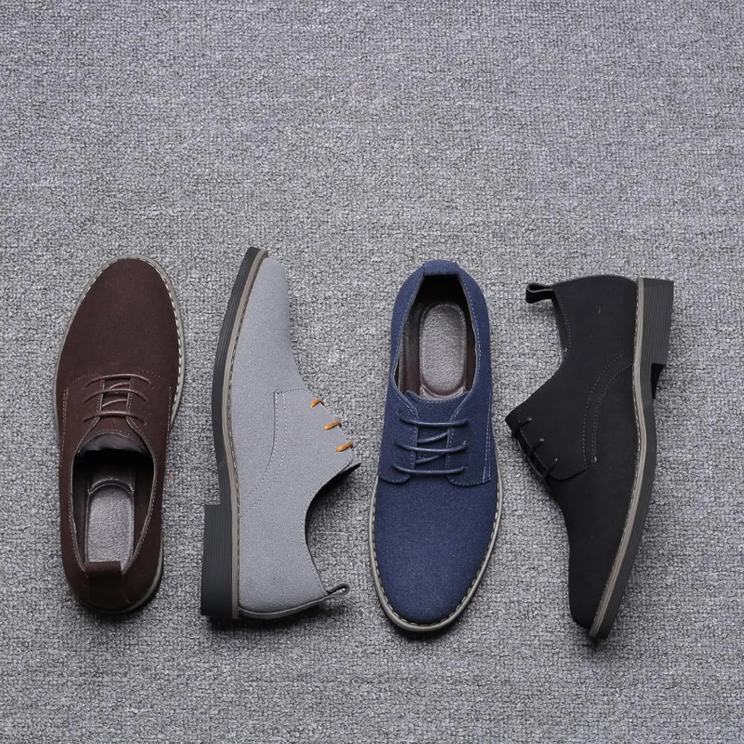 Mens Suede Leather Dress Shoes Casual Lace Up Oxfords Shoes