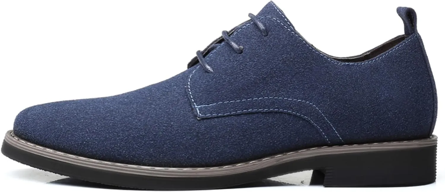 Mens Suede Leather Dress Shoes Casual Lace Up Oxfords Shoes