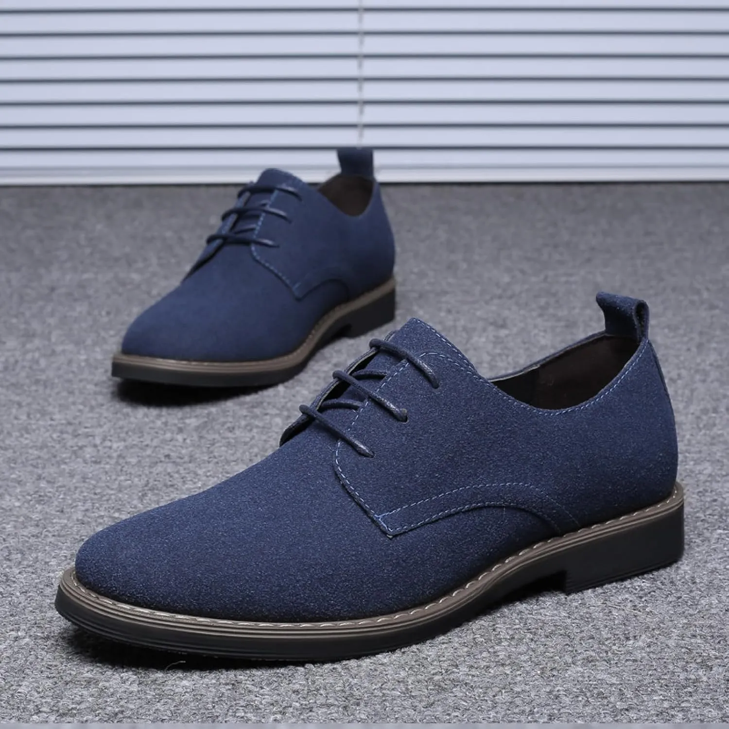 Mens Suede Leather Dress Shoes Casual Lace Up Oxfords Shoes