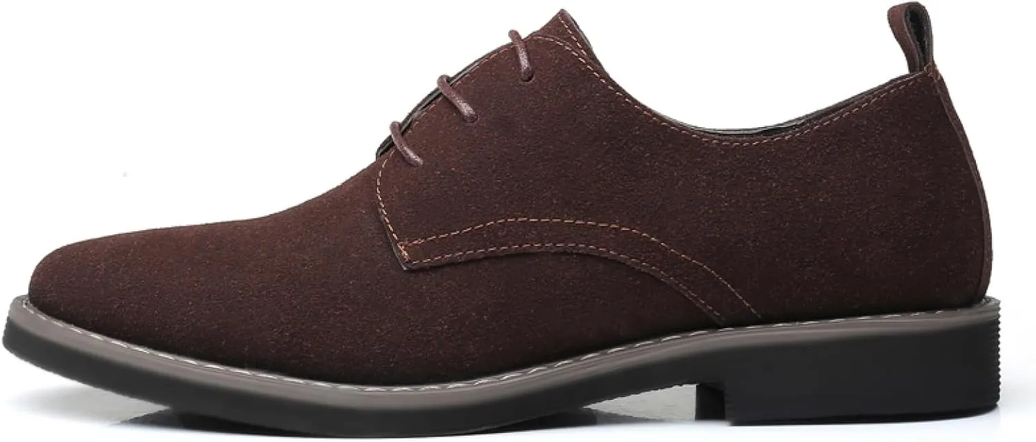 Mens Suede Leather Dress Shoes Casual Lace Up Oxfords Shoes