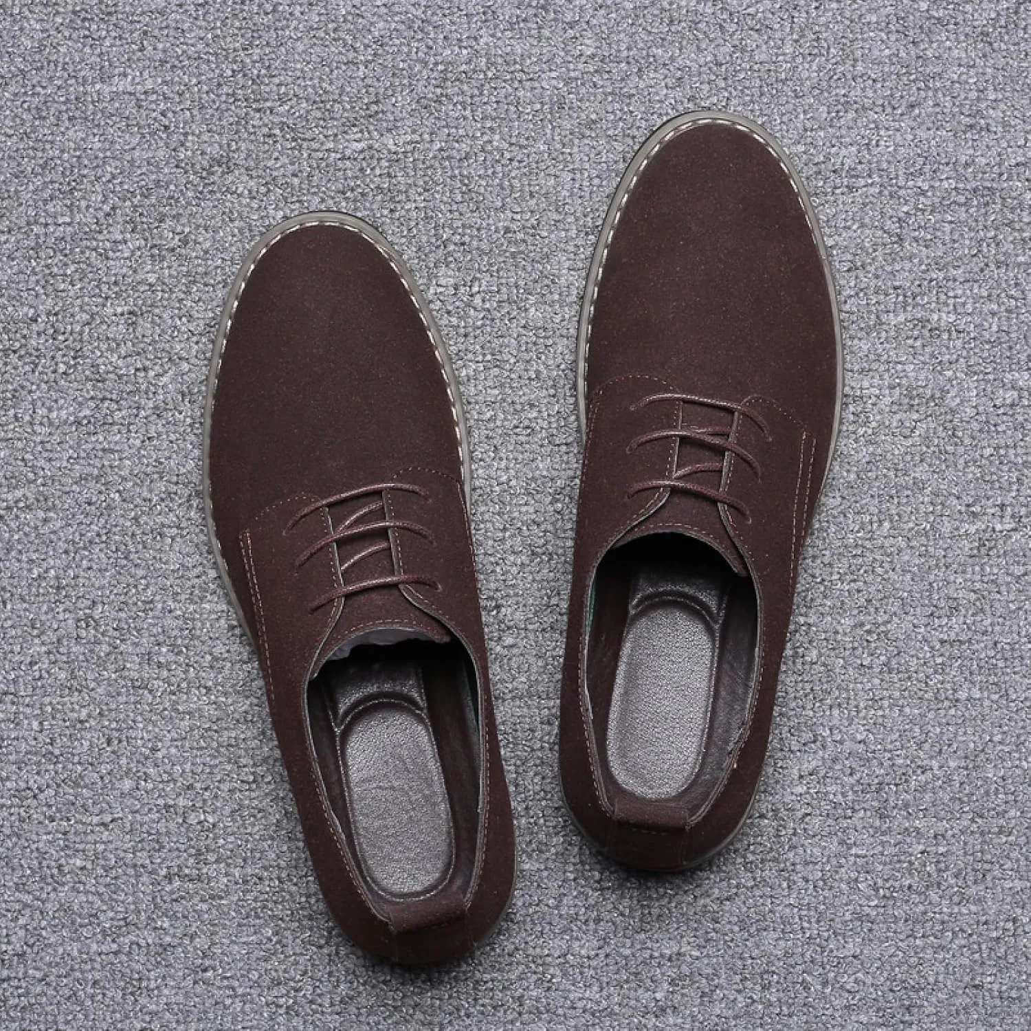 Mens Suede Leather Dress Shoes Casual Lace Up Oxfords Shoes