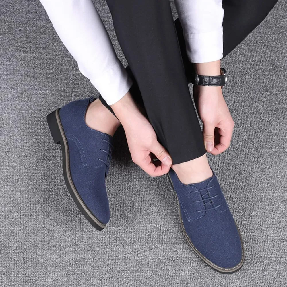 Mens Suede Shoes Dress Shoes Classic Oxfords Business Casual Lace Up Derbys Shoes