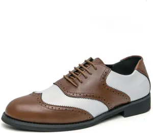 Men's Two - Tone Leather Wingtip Oxford Shoes with Laces, Combining Classic Design and Fine Craftsmanship