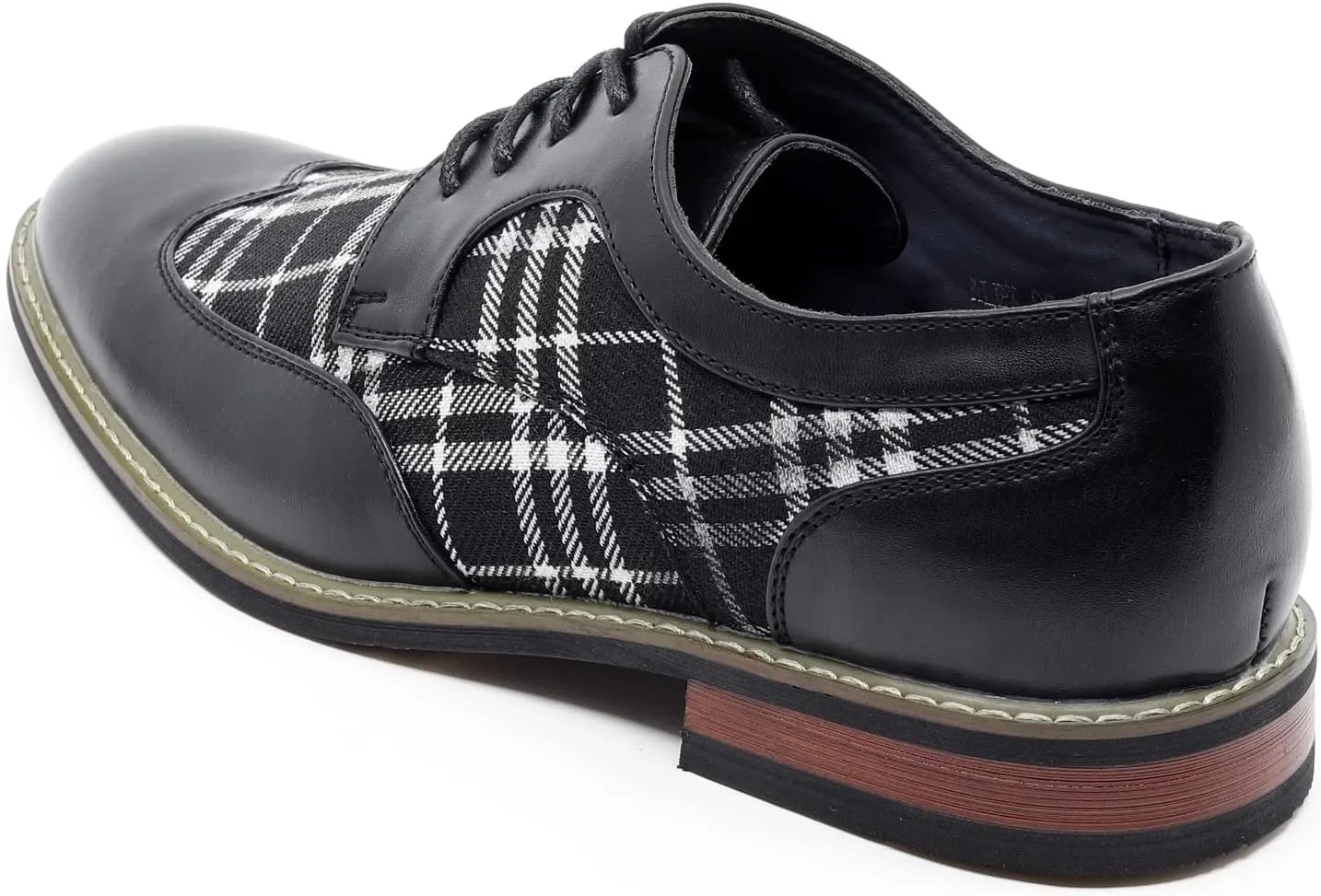Metrocharm Alex-06 Men's Plaid Lace Up Wing Tip Classic Oxford Dress Shoes