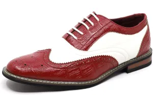 Metrocharm Frank-03 Men's Two Tone Perforated Wing Tip Lace Up Oxford Dress Shoes