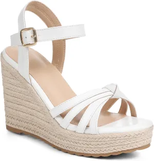 mikarka Sandals for Women, Platform Ankle Strap Womens Sandals Open Toe Espadrille Wedge Sandals for Women Concise Casual Summer Womens Shoes