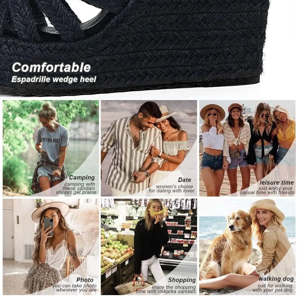 mikarka Sandals for Women, Platform Ankle Strap Womens Sandals Open Toe Espadrille Wedge Sandals for Women Concise Casual Summer Womens Shoes