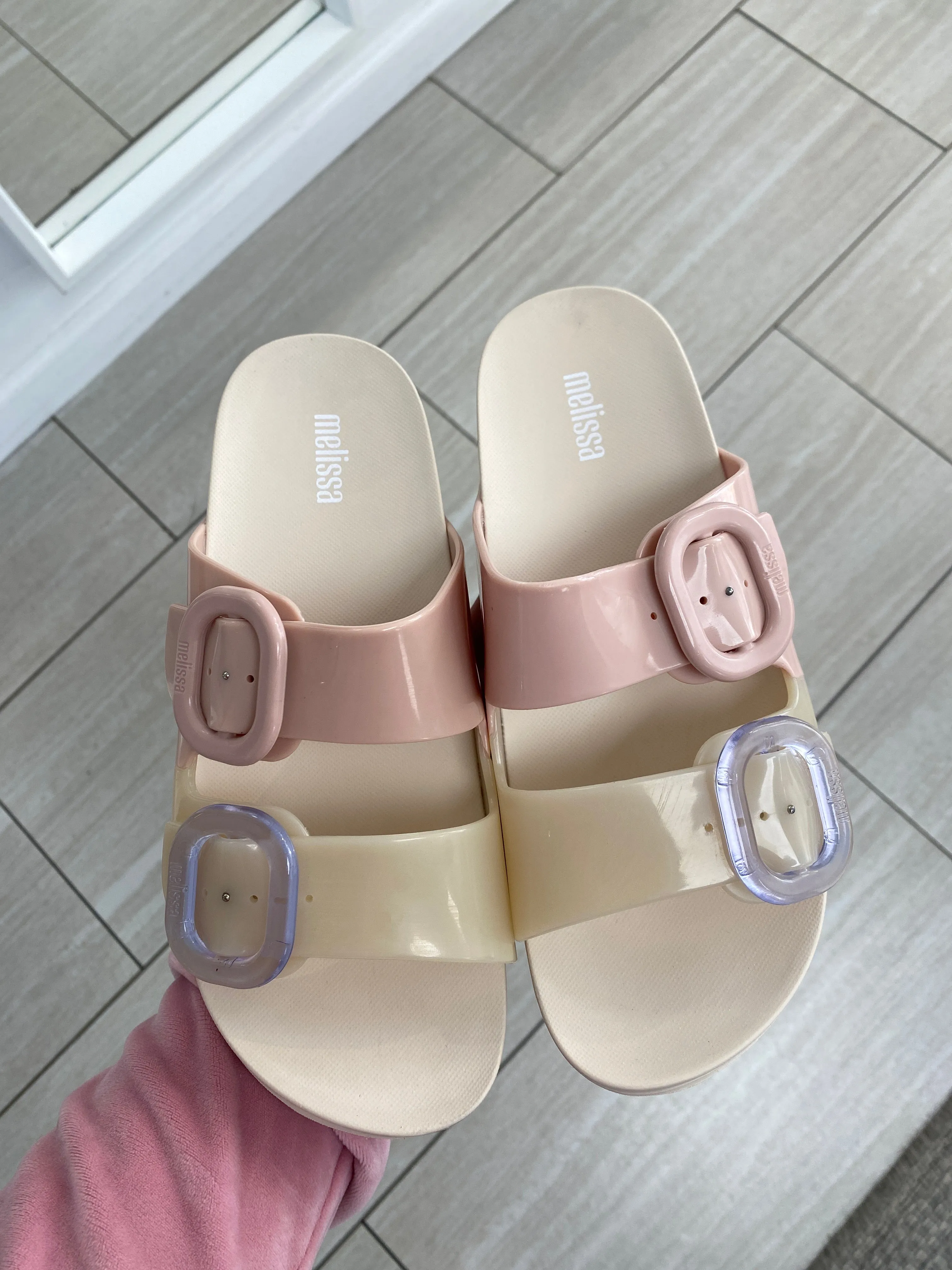 Mini Melissa Pink and Cream Jelly Slide
