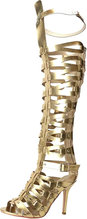 Minishion Gladiator Sandals for Women Tall Heels Stiletto Knee High Summer Boots Shoes