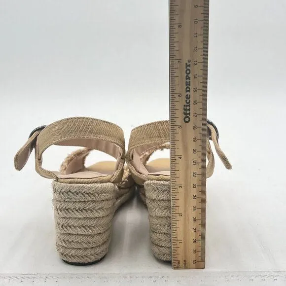 Miss Left Khaki Platform Open Toe Espadrille Sandal Ankle Strap Wedge Heel Shoe