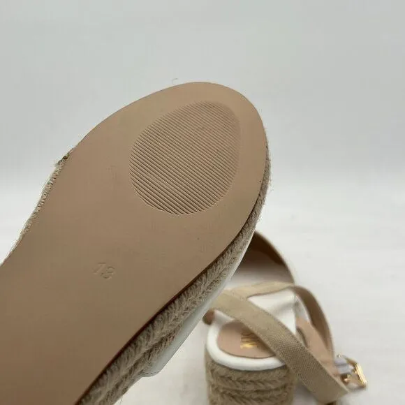 Miss Left White Platform Round Toe Espadrille Sandal Ankle Strap Mid Heel Shoes
