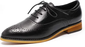 Mona flying Women's Leather Perforated Lace-up Oxfords Brogue Derby Shoes for Ladies