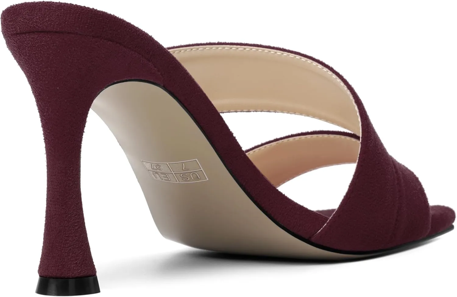 MOVINSTEPS Womens Solid Casual Slip On Suede Dating Square Toe Spool High Heel Heeled Sandals 3.3 Inch