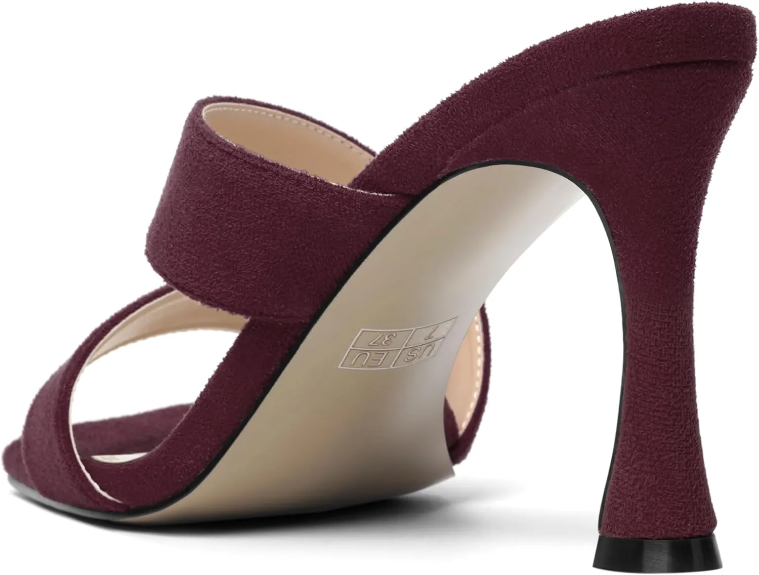 MOVINSTEPS Womens Solid Casual Slip On Suede Dating Square Toe Spool High Heel Heeled Sandals 3.3 Inch