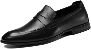 MWX Men's Dress Loafers Black Wingtip Toe Slip-on Formal Dress Shoes