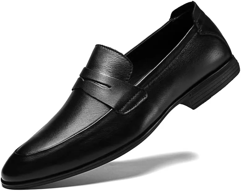 MWX Men's Dress Loafers Black Wingtip Toe Slip-on Formal Dress Shoes