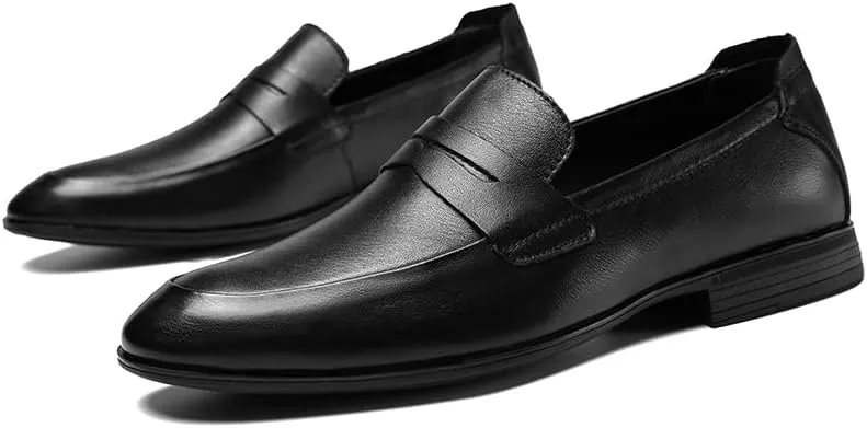 MWX Men's Dress Loafers Black Wingtip Toe Slip-on Formal Dress Shoes