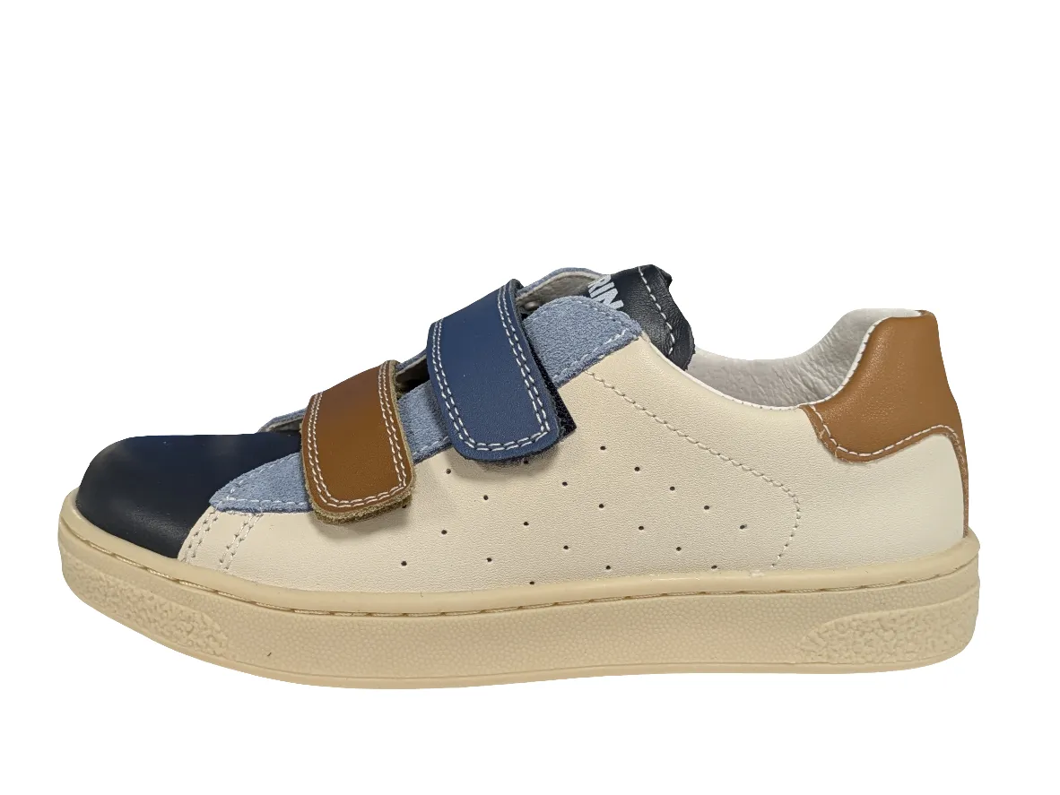 Naturino  Beige With Navy Brown Velcro Hasselt