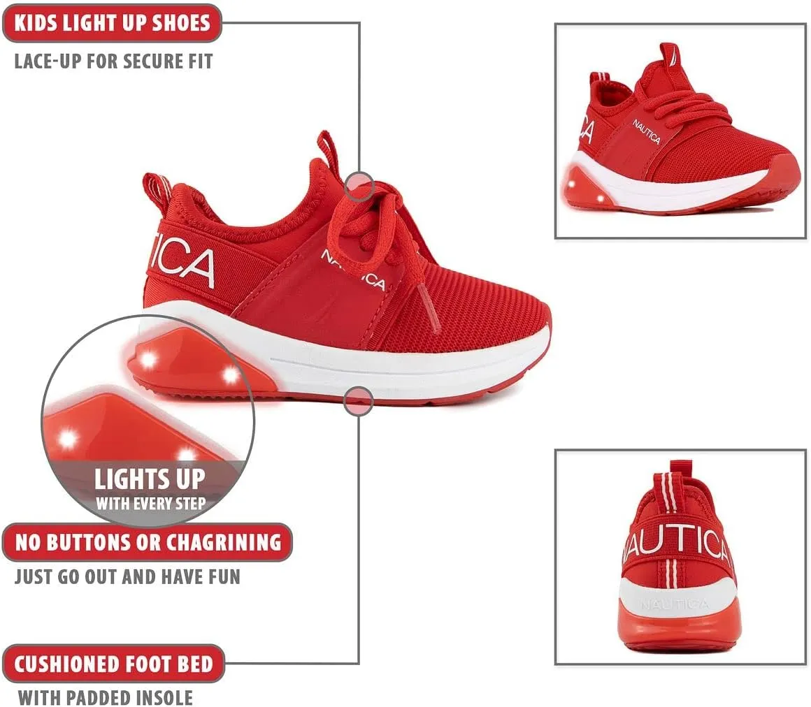 Nautica Kids Light Up Flashing Sneaker Athletic Running Shoes Lace-Up/Bungee/Slip-on |Boy - Girl|(Little Kid/Big Kid) Kappil Parks Neave Lights