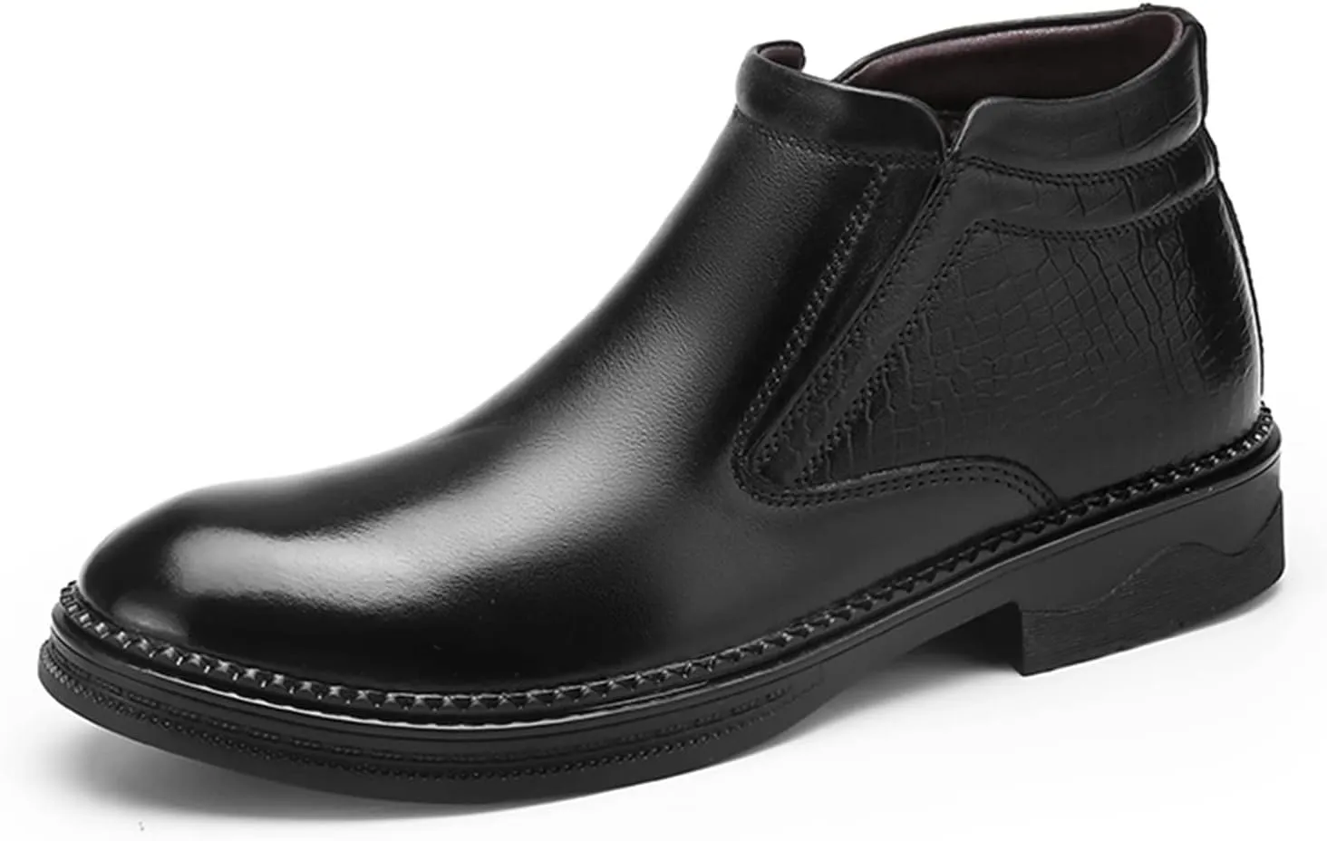New Chelsea Boots For Men Crocodile Print Cowhide Leather Slip On Wearable Non Waterproof Classic Formal Slip On