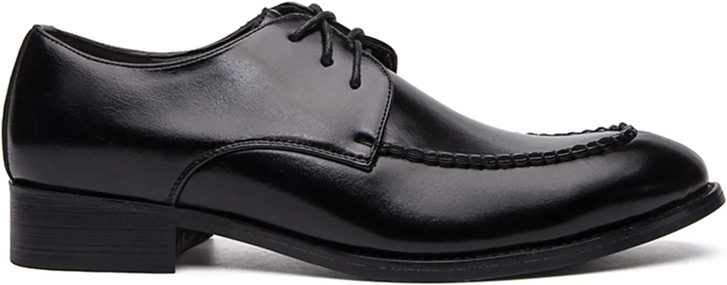 New Dress Shoes for Men Lace Up Apron Split Toe Derby Shoes Faux Leather Block Heel Rubber Sole Anti-Slip Wedding