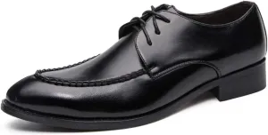 New Dress Shoes for Men Lace Up Apron Split Toe Derby Shoes Faux Leather Block Heel Rubber Sole Anti-Slip Wedding
