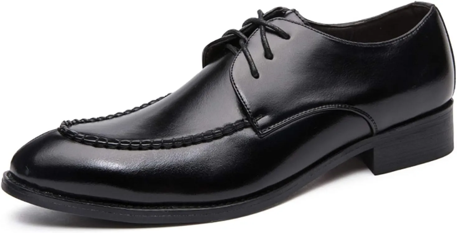 New Dress Shoes for Men Lace Up Apron Split Toe Derby Shoes Faux Leather Block Heel Rubber Sole Anti-Slip Wedding