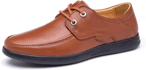 New Formal Oxford Shoes for Men Lace Up Round Apron Toe Derby Shoes Cowhide Low Top Block Heel Rubber Sole Prom