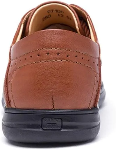 New Formal Oxford Shoes for Men Lace Up Round Apron Toe Derby Shoes Cowhide Low Top Block Heel Rubber Sole Prom