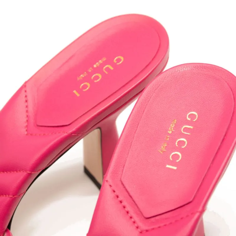 NEW Gucci GG Quilted Slide Sandal (Women) Size 38 Pink Marmont