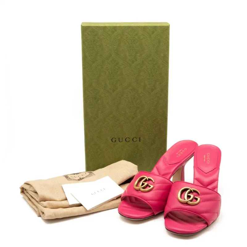 NEW Gucci GG Quilted Slide Sandal (Women) Size 38 Pink Marmont