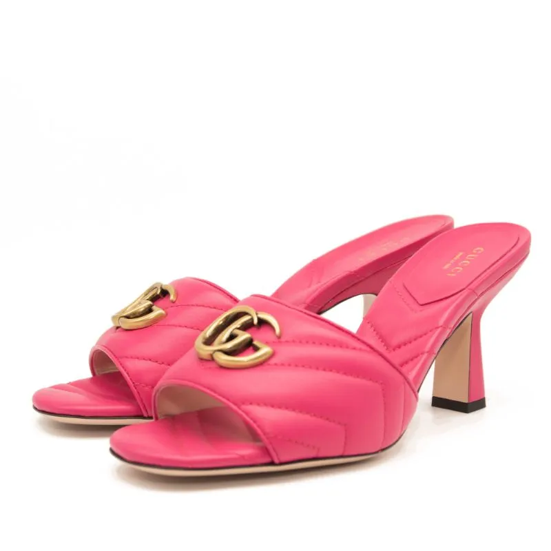 NEW Gucci GG Quilted Slide Sandal (Women) Size 38 Pink Marmont